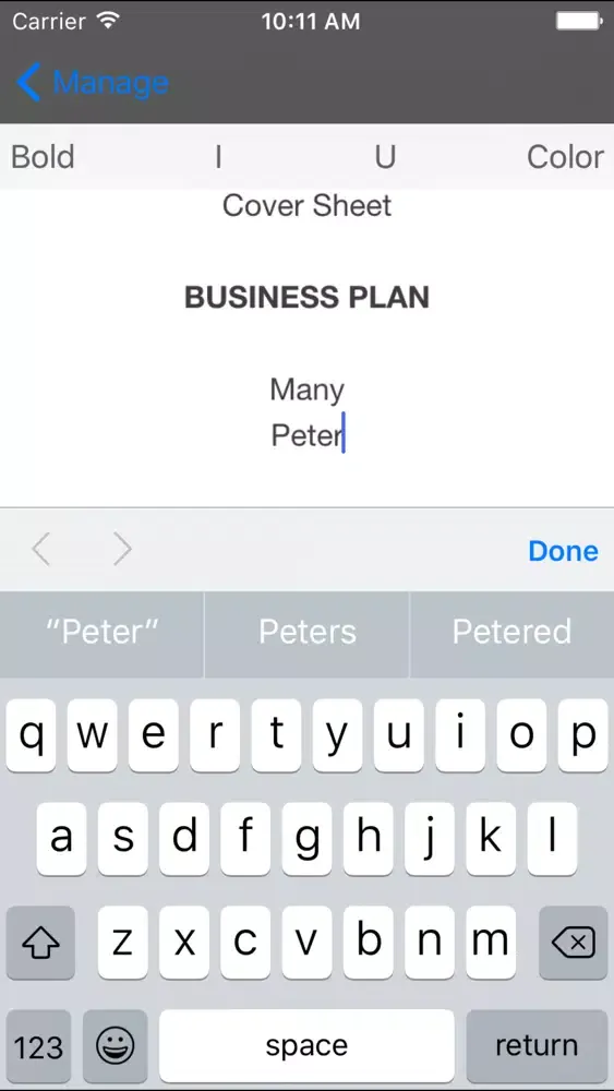Capturas de tela do Business Plan Writer