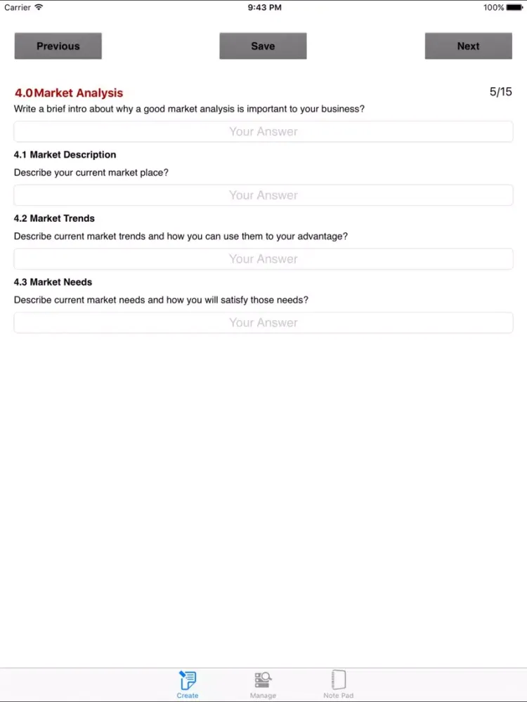 Marketing Plan Writer iPad  স্ক্রিনশট