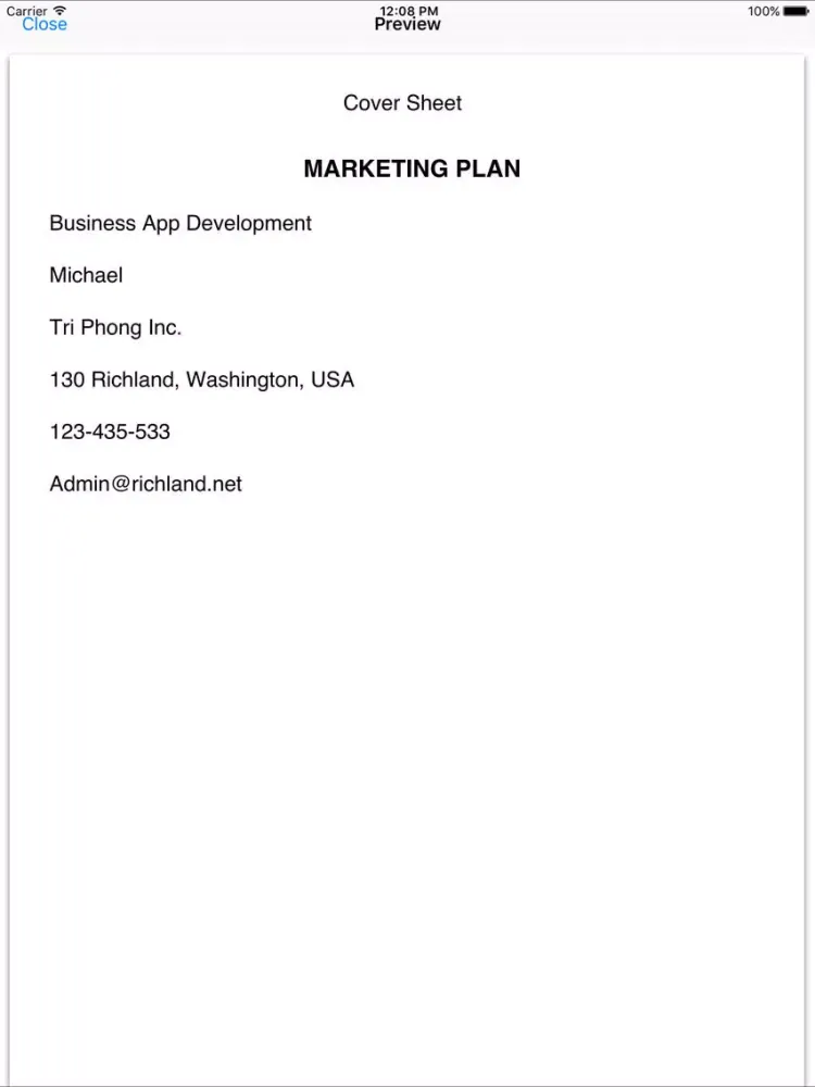 Marketing Plan Writer iPad  স্ক্রিনশট
