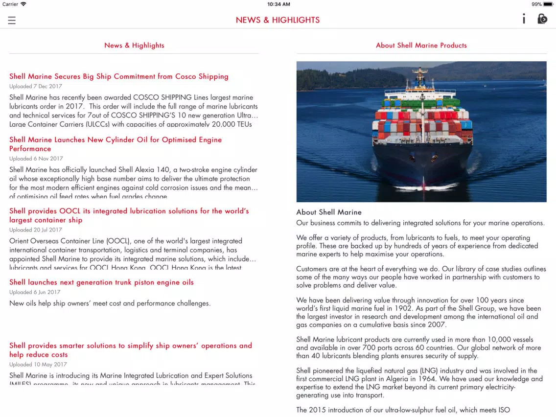 Shell Marine Products iPad  Screenshots