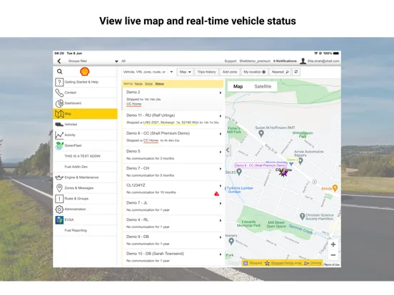 Tangkapan skrin Shell Telematics iPad 