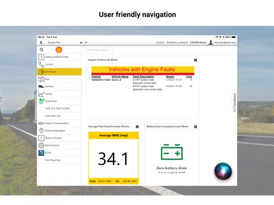 Tangkapan skrin Shell Telematics iPad 