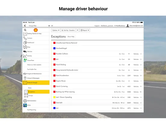 Tangkapan skrin Shell Telematics iPad 