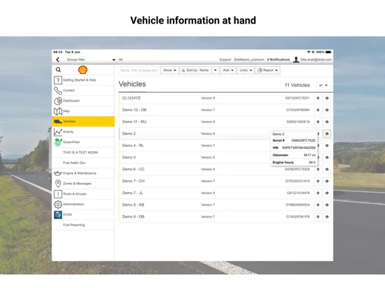 Tangkapan skrin Shell Telematics iPad 