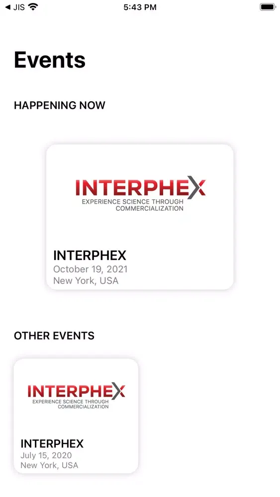 Captures d'écran de INTERPHEX Events