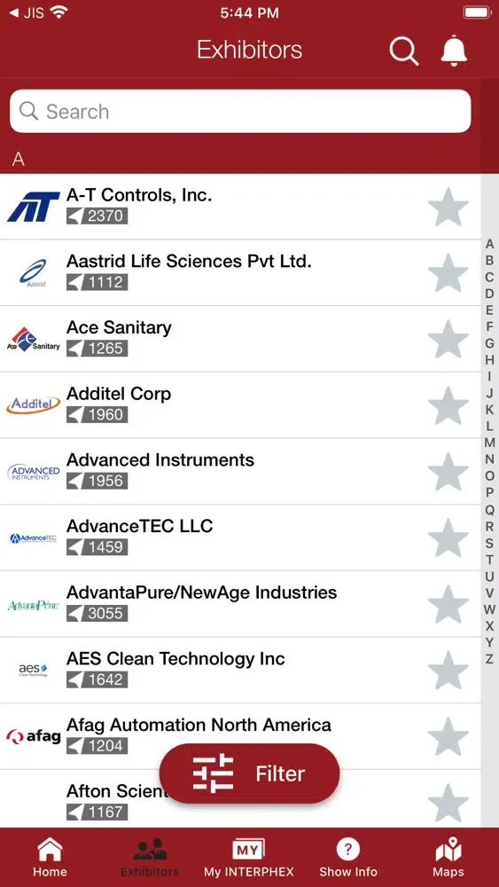 Captures d'écran de INTERPHEX Events