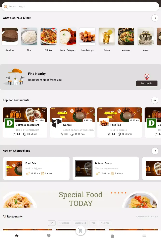 Sherpackage Food Screenshots