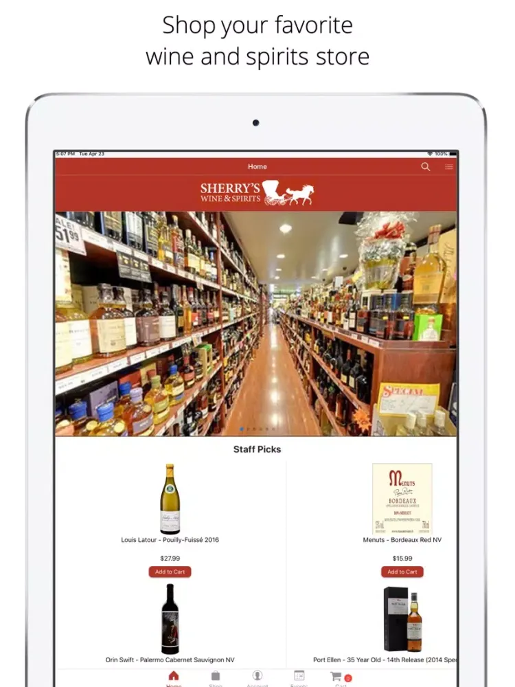Sherry's Wine & Spirits iPad  Screenshots
