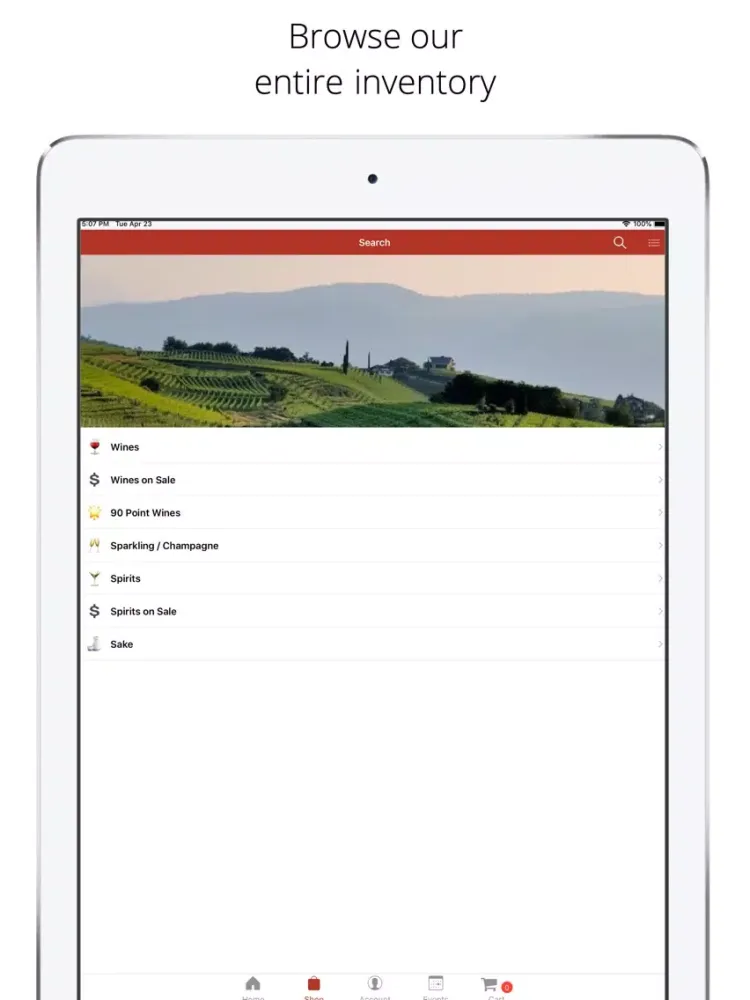 Sherry's Wine & Spirits iPad  Screenshots