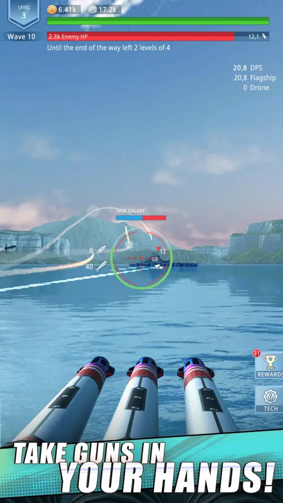 Capturas de tela do Idle Fleet: Warship Shooter