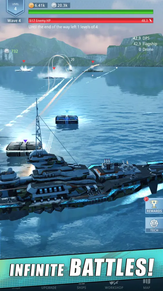 Capturas de tela do Idle Fleet: Warship Shooter
