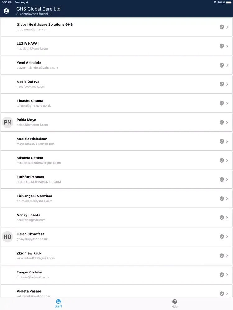 Tangkapan skrin Shiftsheets Business iPad 