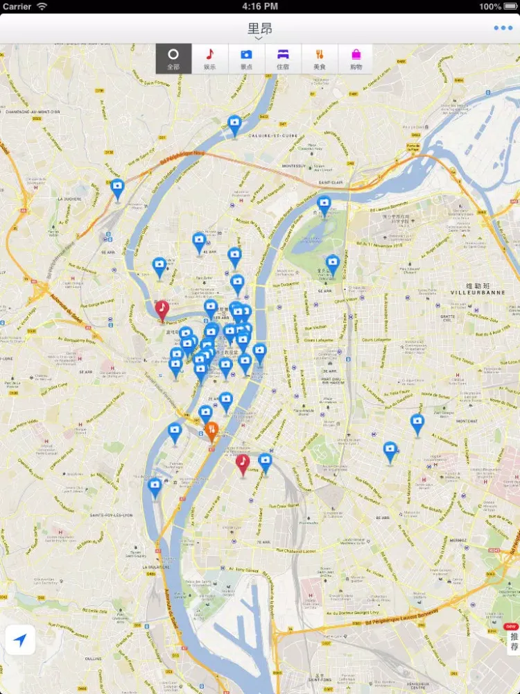 Lyons Offline Map(offline map, subway map, GPS, tourist attractions information) iPad  Screenshots