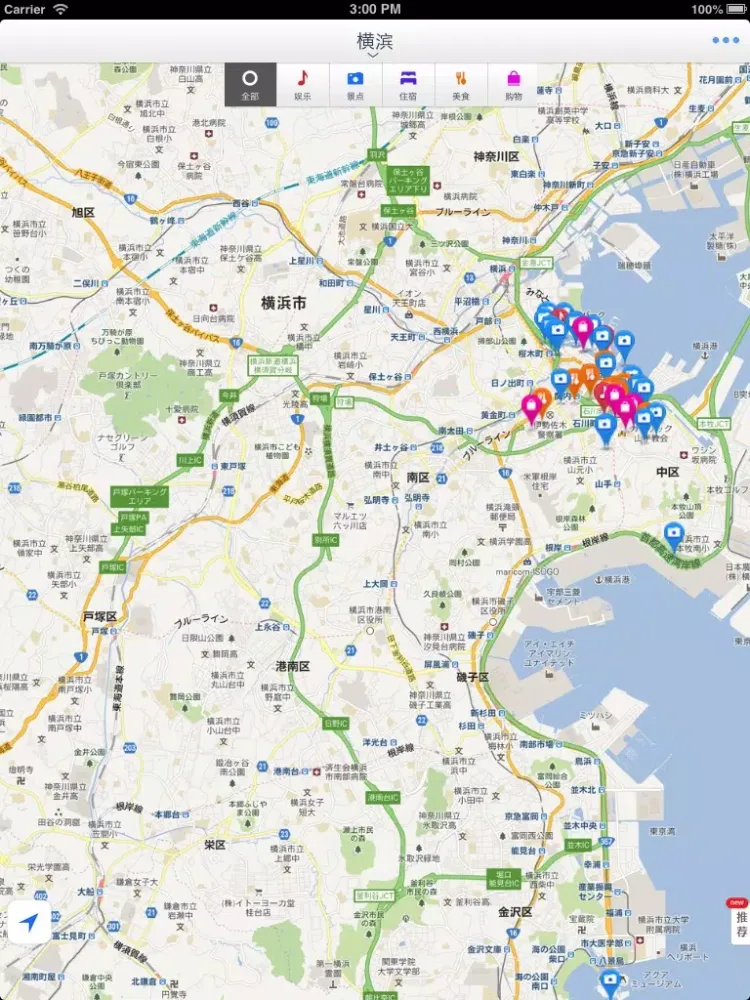 Yokohama Offline Map(offline map, subway map, GPS, tourist attractions information) iPad  Screenshots