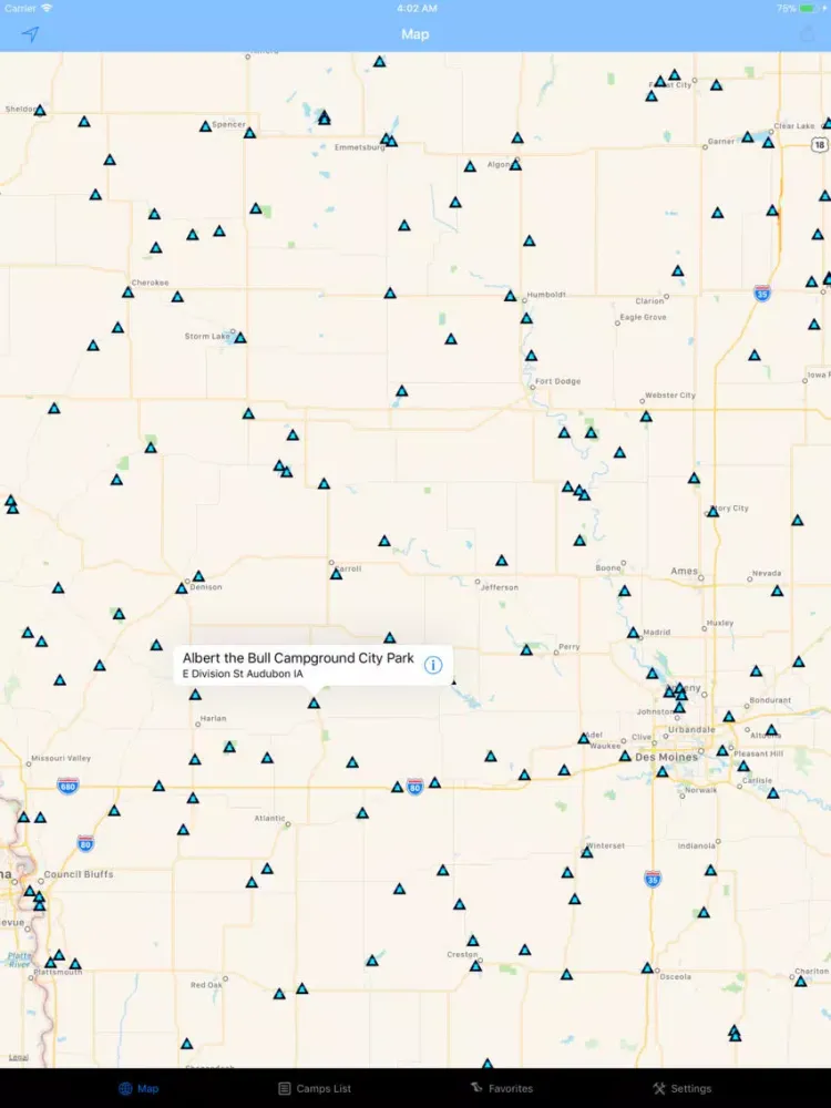 ภาพหน้าจอของ Iowa – Camping & RV spots iPad 