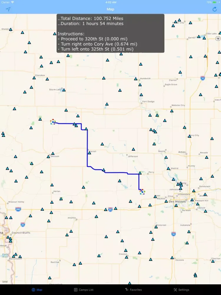 ภาพหน้าจอของ Iowa – Camping & RV spots iPad 
