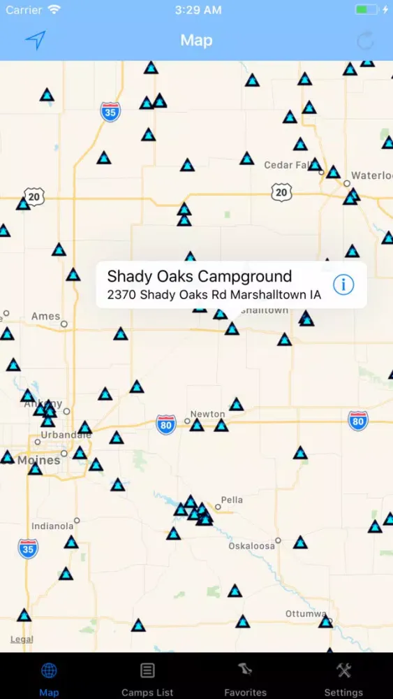 ภาพหน้าจอของ Iowa – Camping & RV spots
