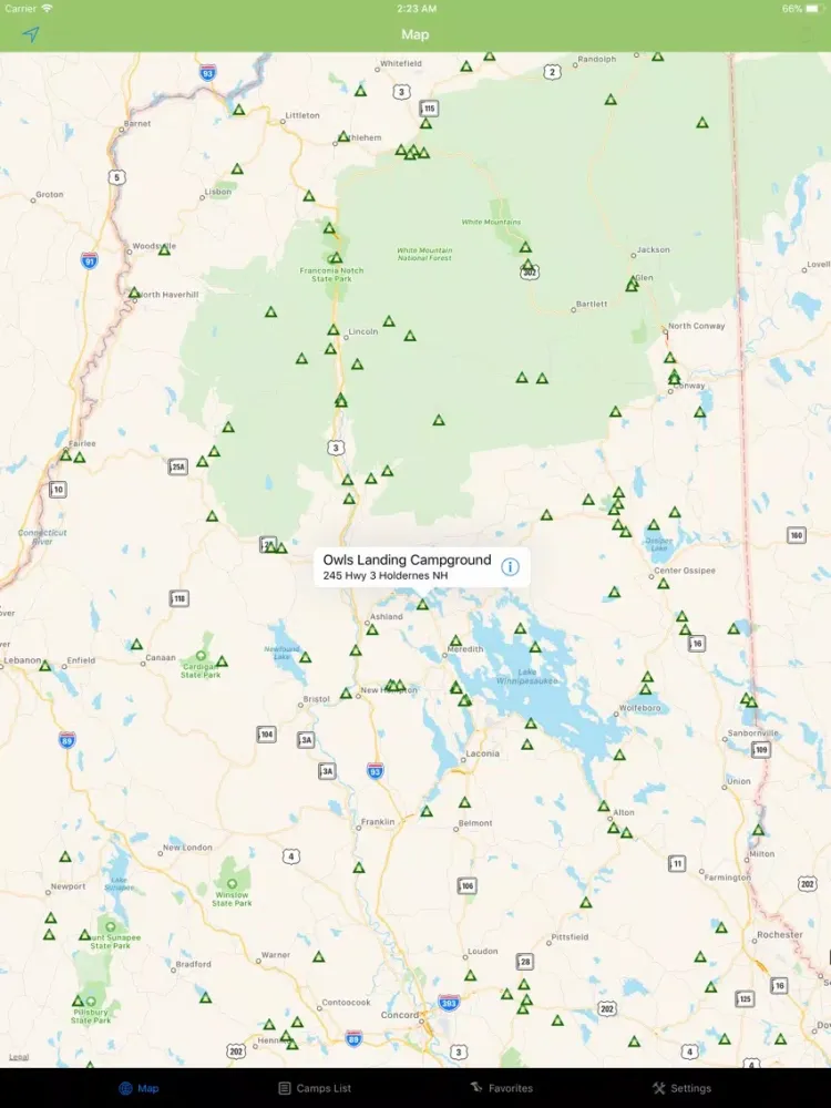 New Hampshire – Camping & RV's iPad  Screenshots