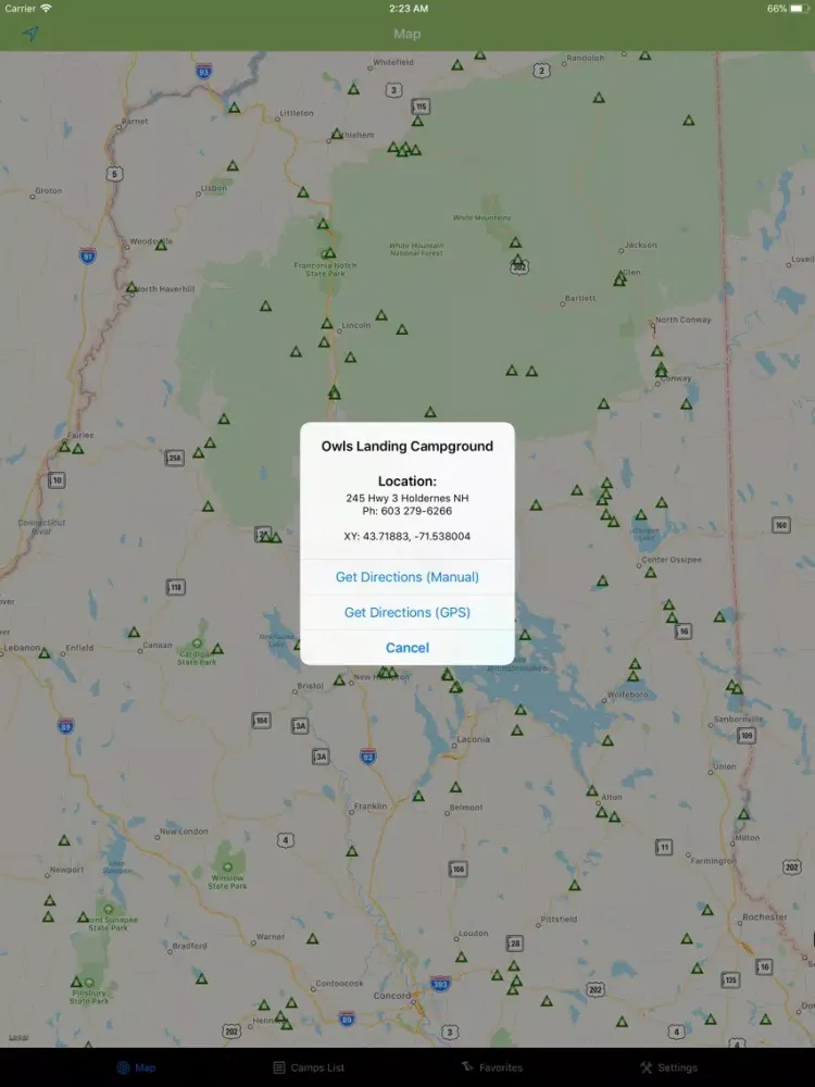New Hampshire – Camping & RV's iPad  Screenshots