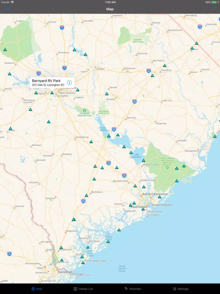 ภาพหน้าจอของ South Carolina – Camping & RVs iPad 