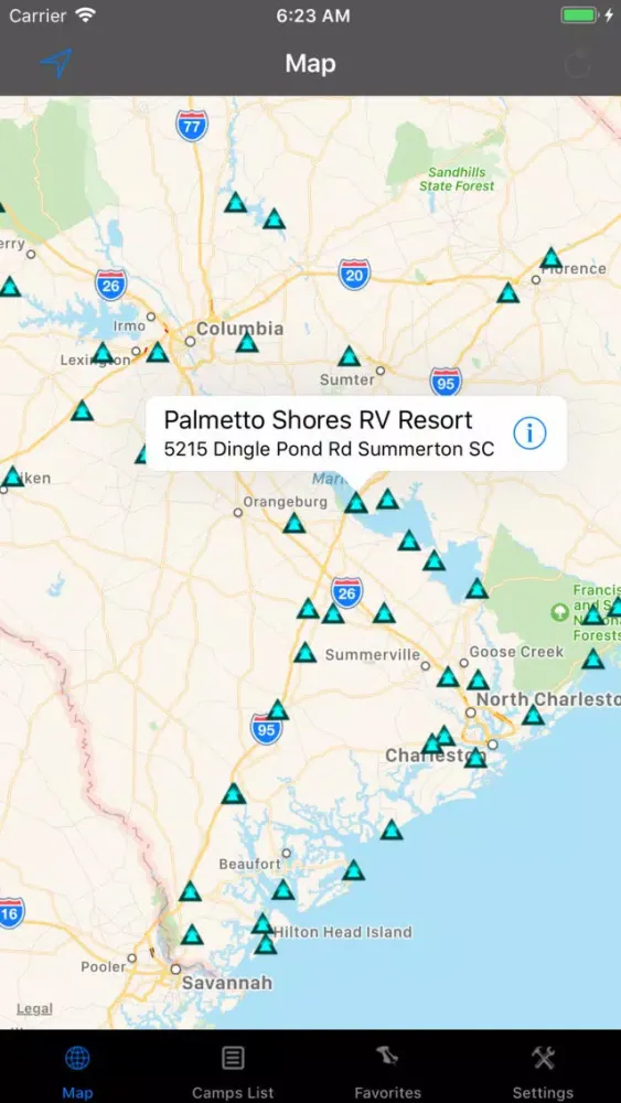 ภาพหน้าจอของ South Carolina – Camping & RVs