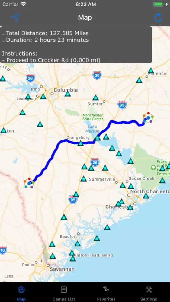 ภาพหน้าจอของ South Carolina – Camping & RVs