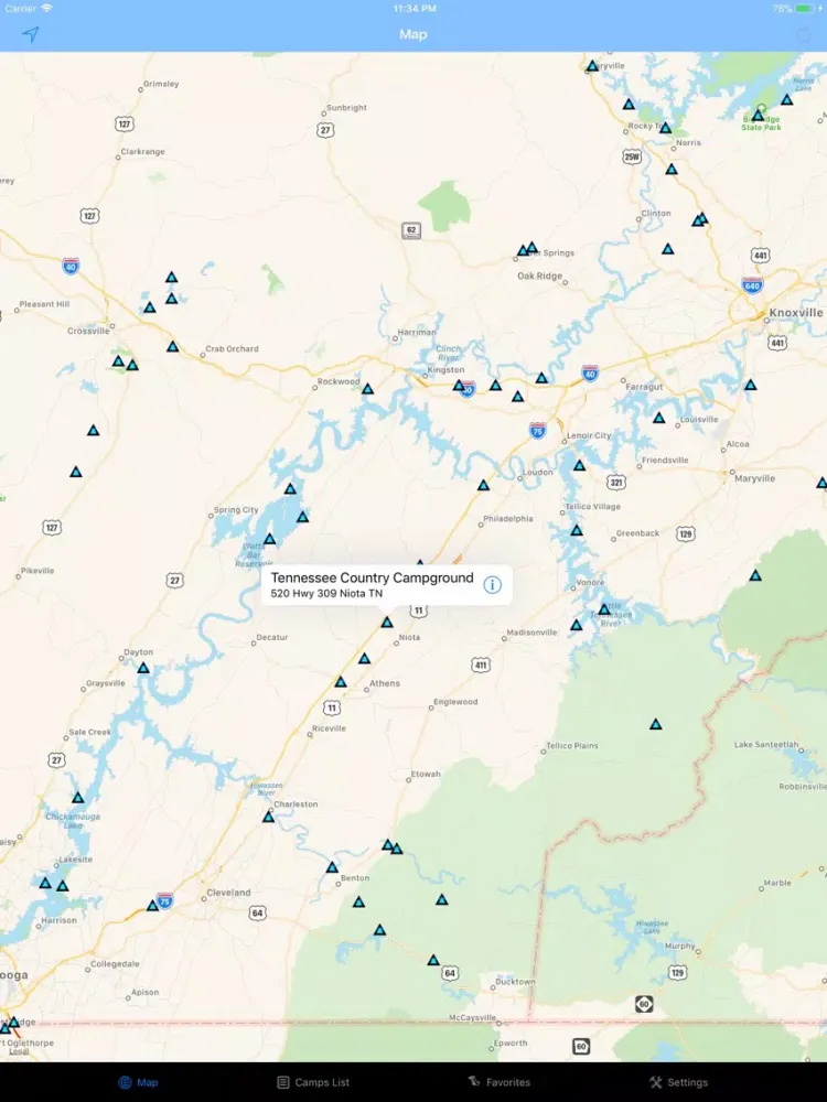 Ảnh chụp màn hình của Tennessee – Camping & RV spots iPad 