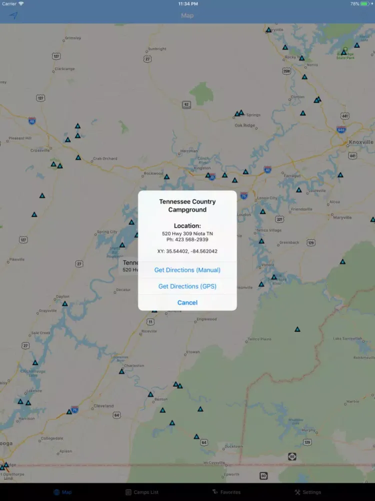 Ảnh chụp màn hình của Tennessee – Camping & RV spots iPad 