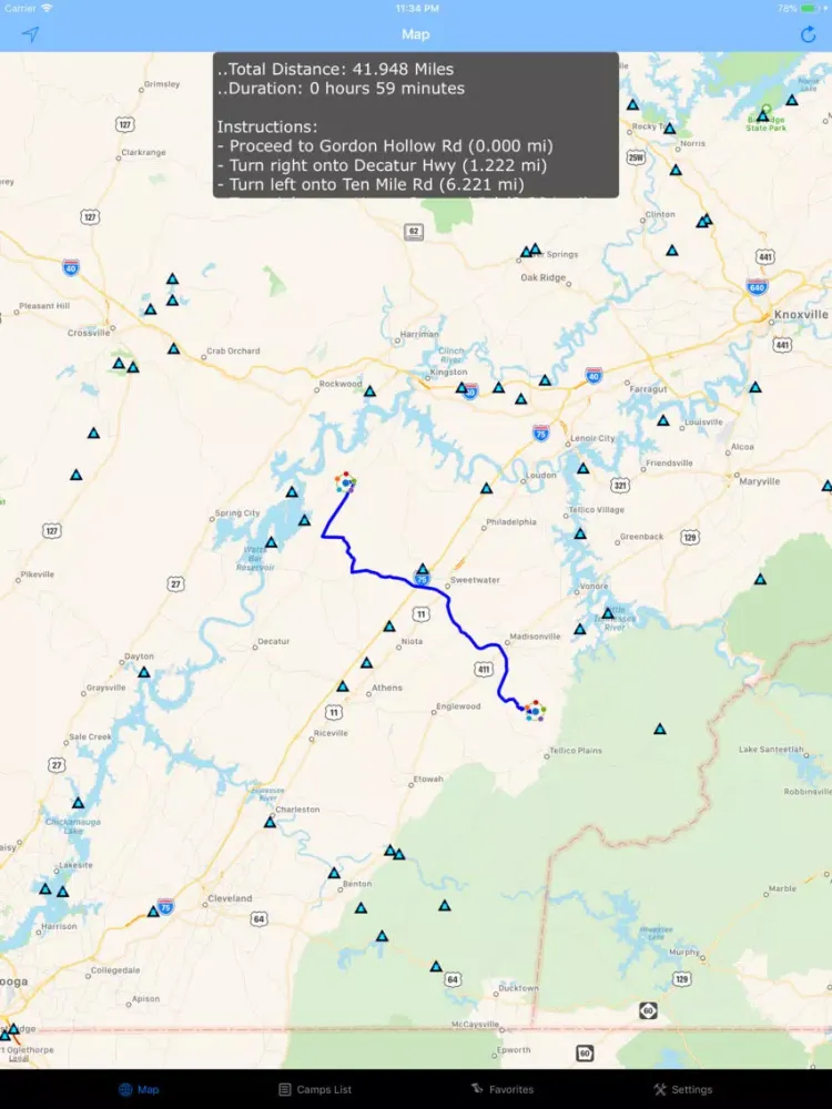 Ảnh chụp màn hình của Tennessee – Camping & RV spots iPad 