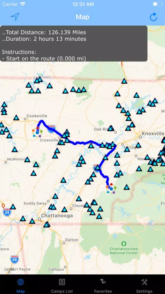 Ảnh chụp màn hình của Tennessee – Camping & RV spots