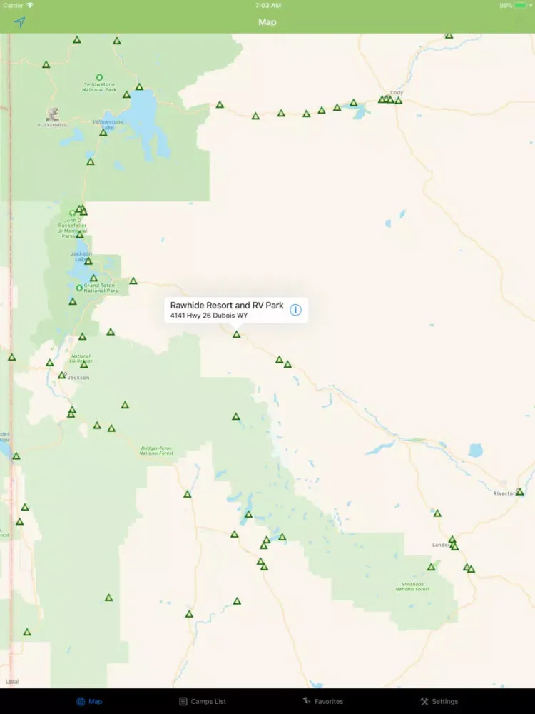 Screenshot di Wyoming – Camping & RV spots iPad 