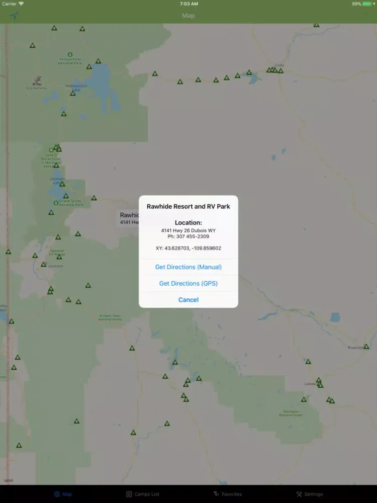 Screenshot di Wyoming – Camping & RV spots iPad 