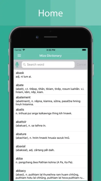 Tangkapan skrin Mizo Dictionary Offline