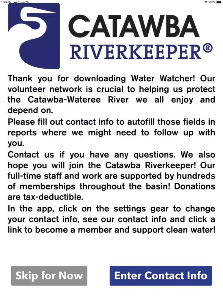 Catawba Water Watcher iPad 应用截图