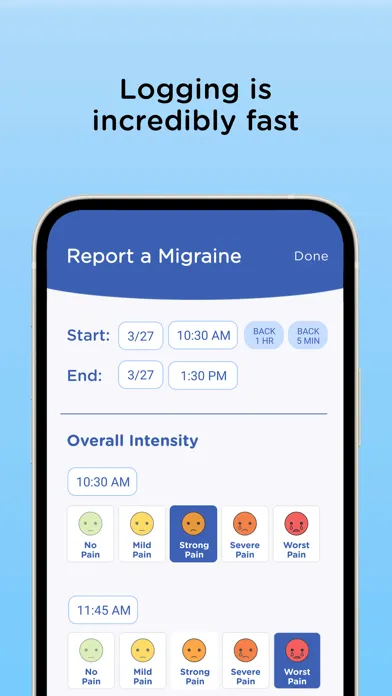 Tangkapan skrin Migraine Insight: Tracker