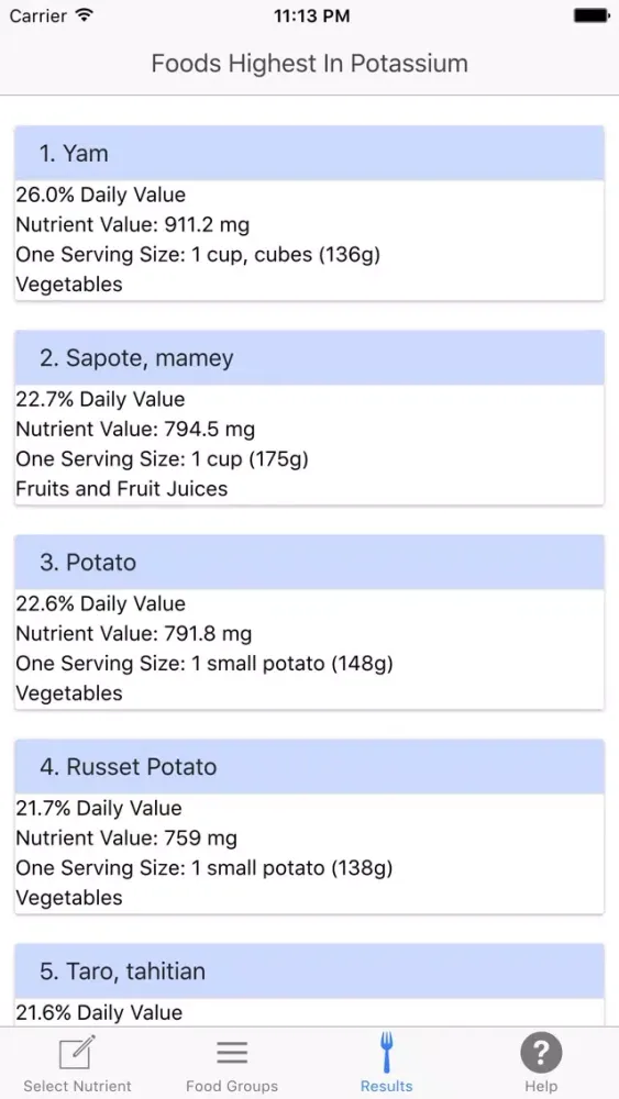 ภาพหน้าจอของ GetNutrient