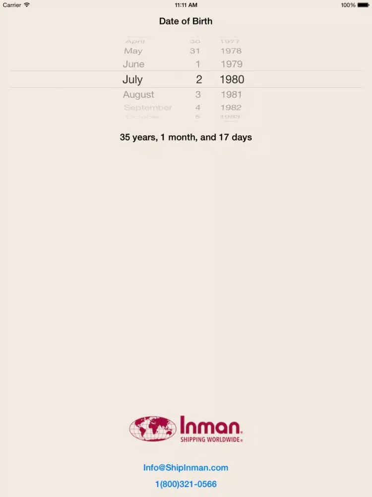 تصاویر Inman Age Calculator iPad 