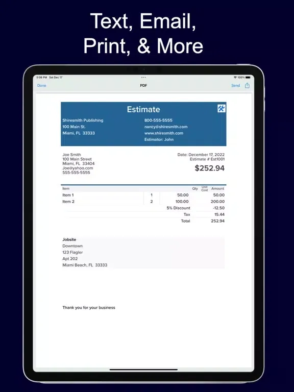 Estimate Maker iPad  Ekran Görüntüleri