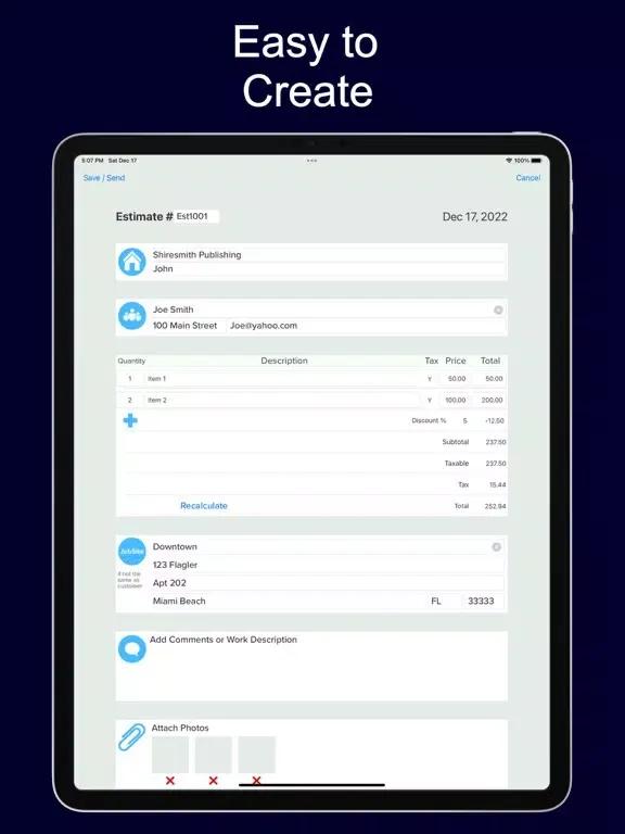 Estimate Maker iPad  Ekran Görüntüleri