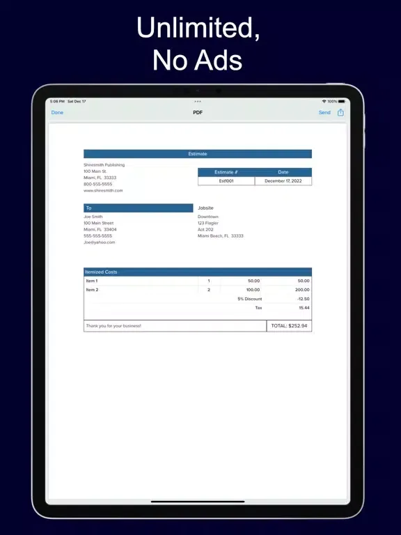 Estimate Maker iPad  Ekran Görüntüleri