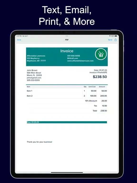 تصاویر Invoice Max iPad 