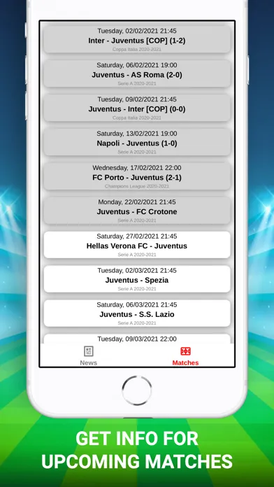 Capturas de tela do Soccer News For Bianconeri