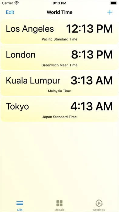 Capturas de tela do Hora - World Time