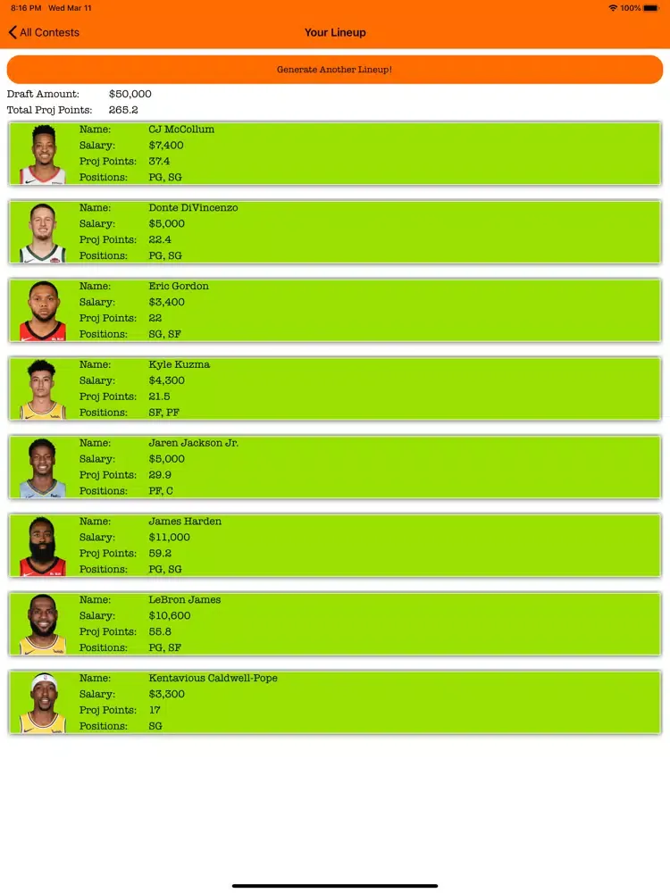 Lineup Optimizer iPad  스크린샷