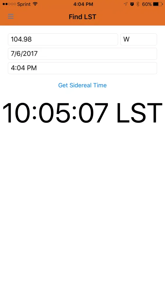Sidereal Time App سکرین شاٹس