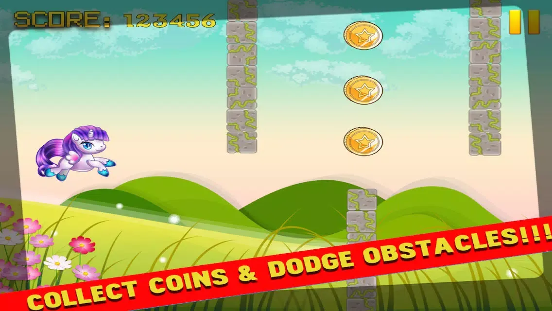 ภาพหน้าจอของ Flappy Blue Unicorn Attack: Pretty Pet Fly-ing Pony Bird Adventure Game