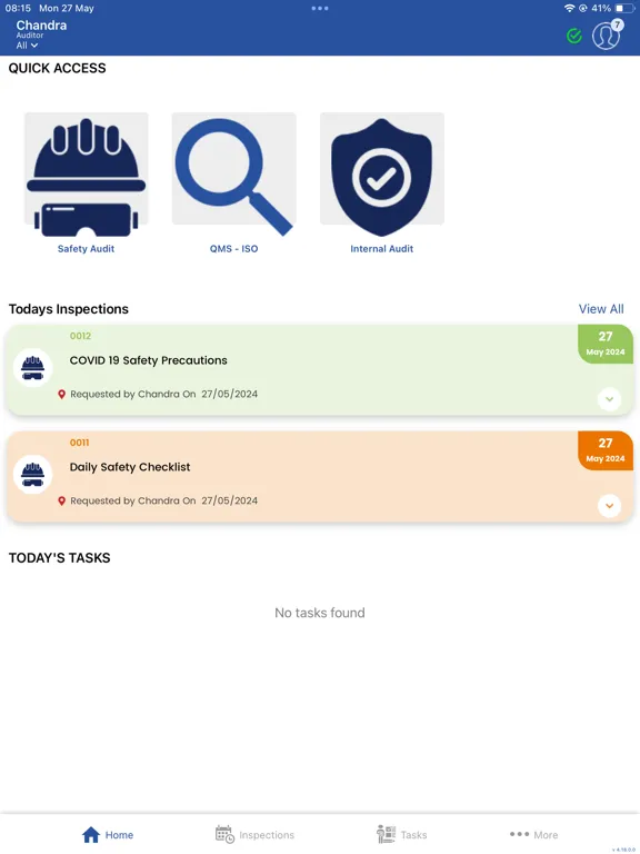 Tangkapan layar Pro-Inspector V4 iPad 