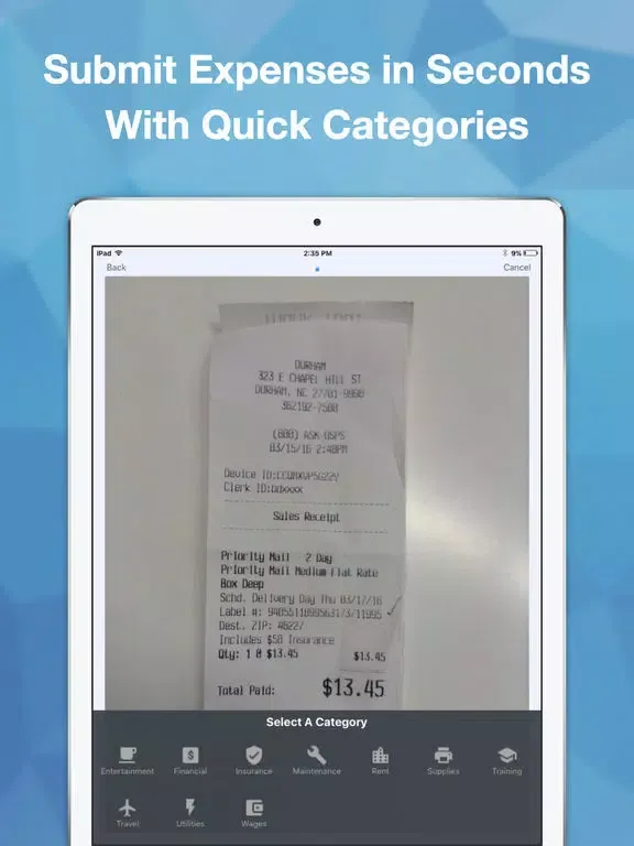 Fetch - Expense Reporting iPad  스크린샷