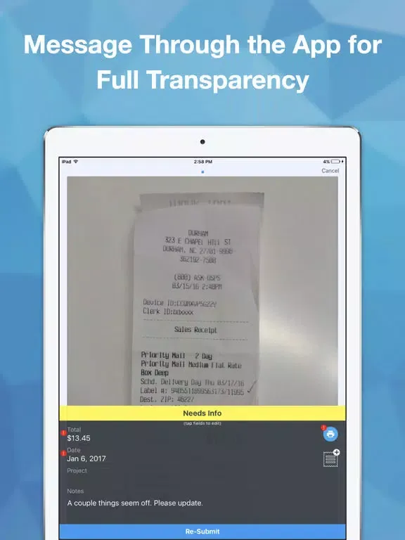 Fetch - Expense Reporting iPad  스크린샷