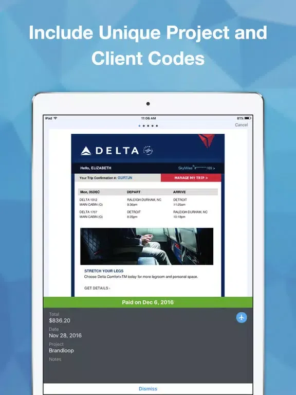 Fetch - Expense Reporting iPad  스크린샷